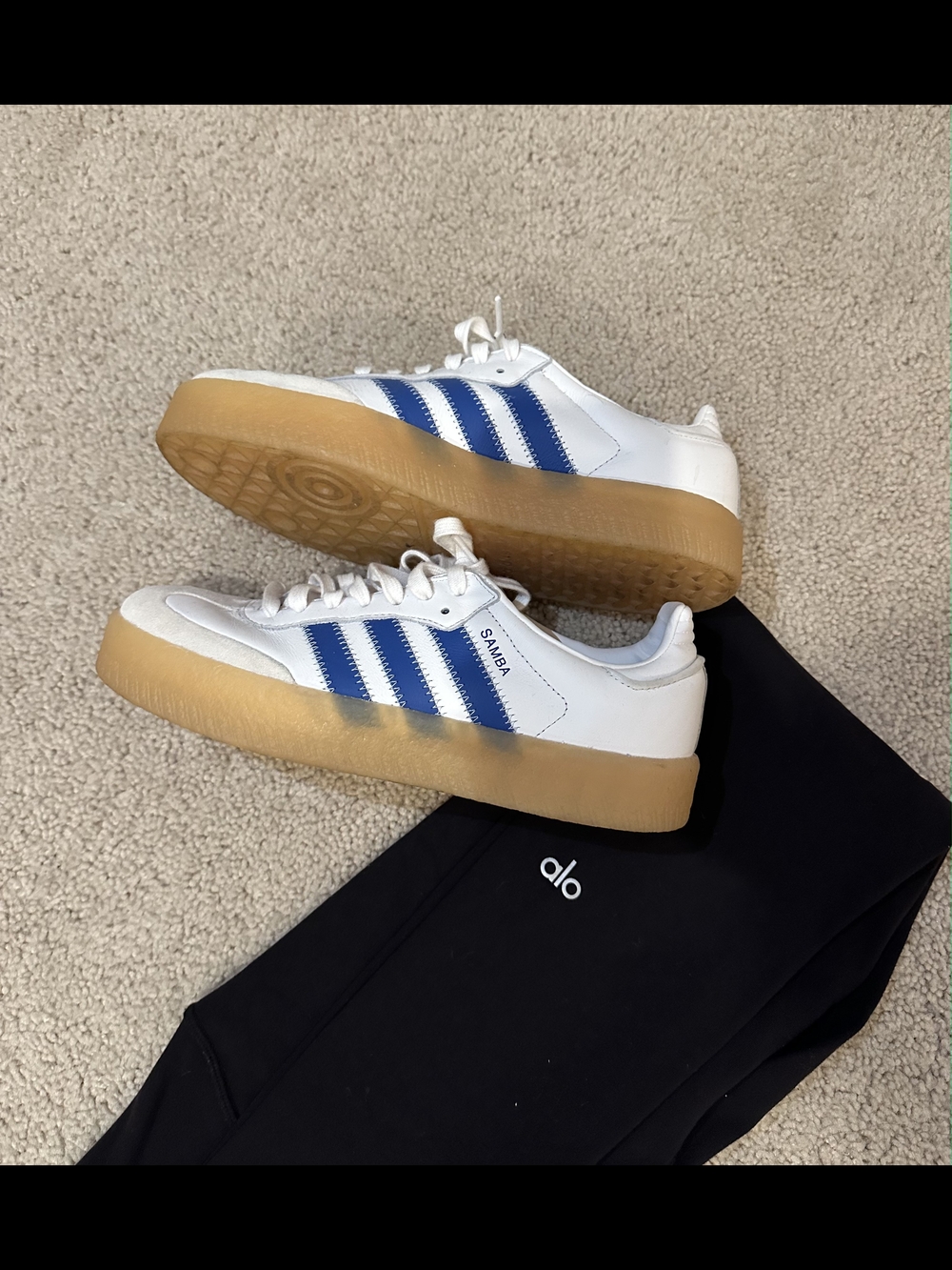 Adidas Sambae White & Blue Gum Sole Sneakers - Picture 4 of 8
